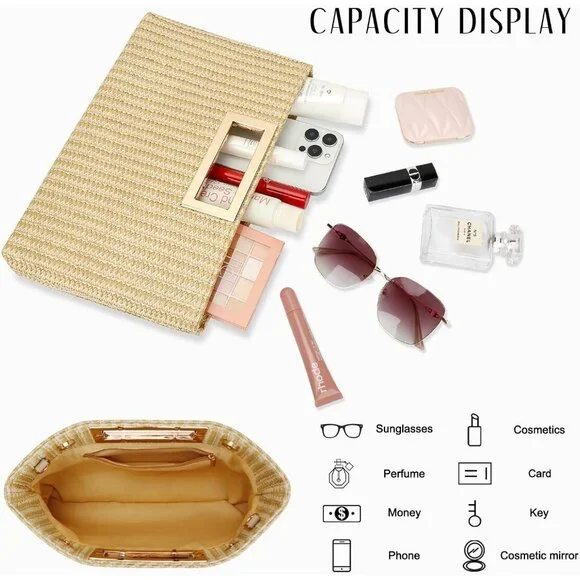 Women’s A-beige Leather Imported Magnetic Evening Purse Hand Bags - Picture 7 of 7